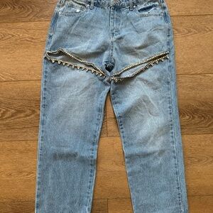 Bling Detailed Mom Jeans
